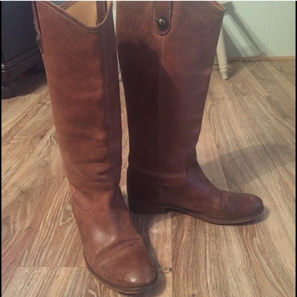 Frye Melissa Button brown riding boots, size 8